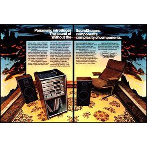 1981 Panasonic Soundscapes Stereo 2 Page Vintage Print Ad Audiophile Wall Art